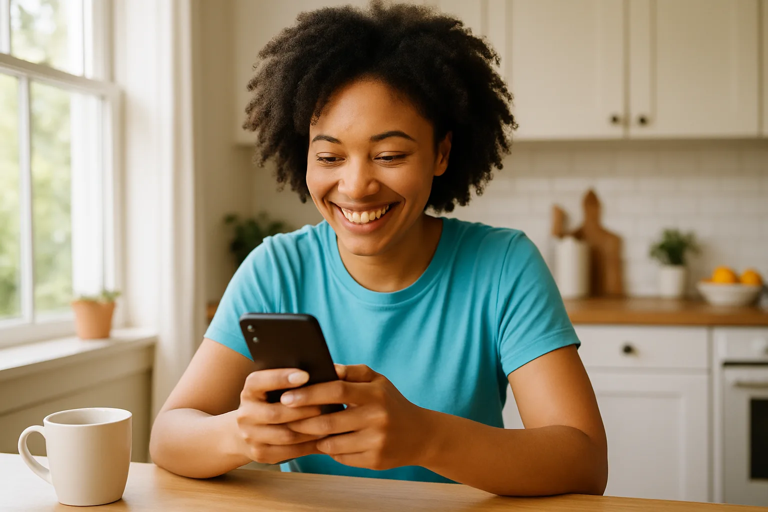 Person smiling while messaging on a smartphone — start dating in Buckinghamshire